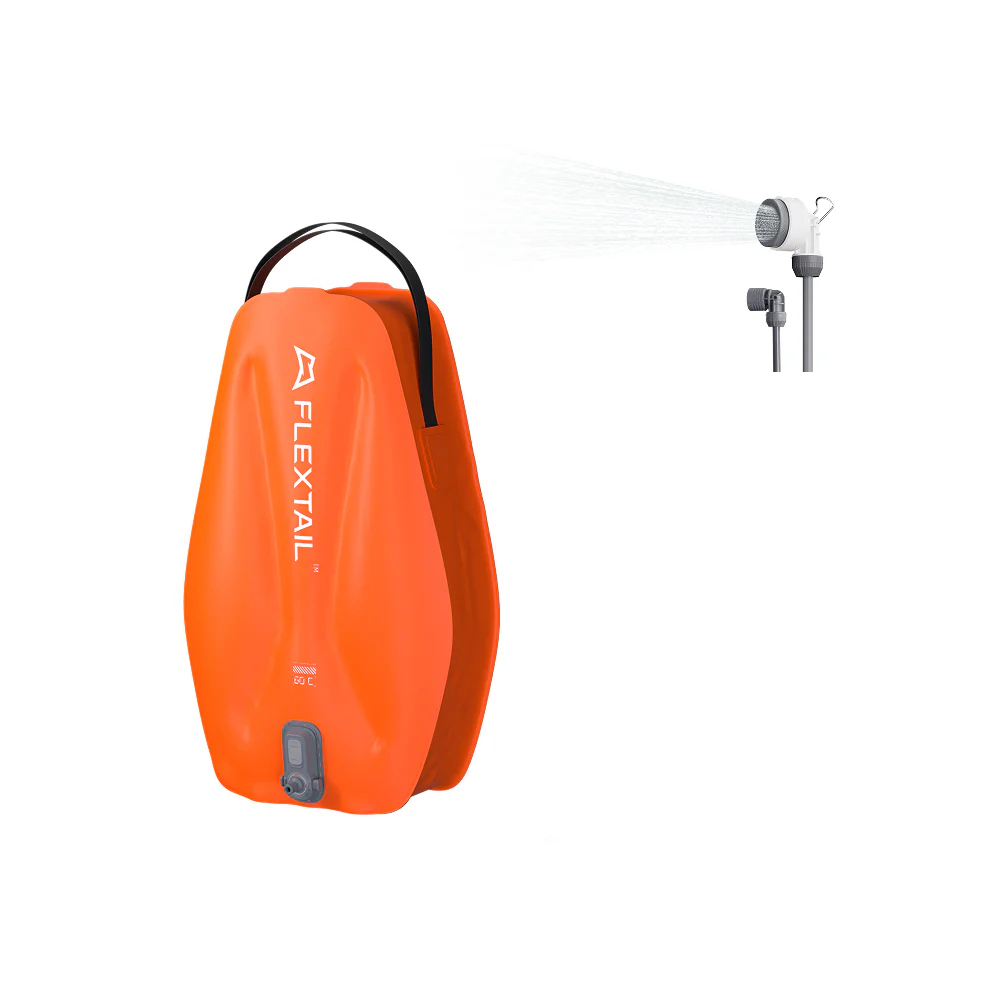24_1 Душ портативний із ємністю та насосом Flextail Tiny Shower Bag, 20л, помаранчевий - Зображення 1