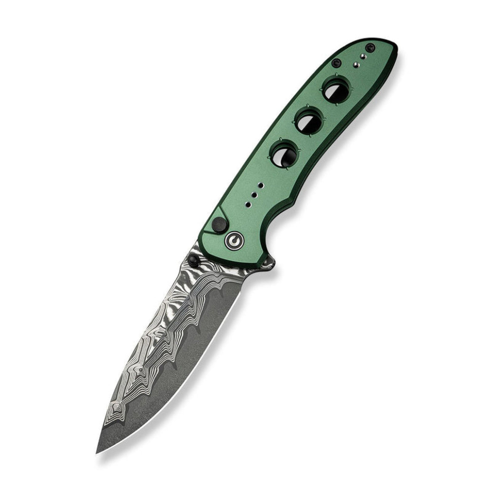 334596.970 Ніж складаний туристичний Civivi Hyperpulse, (8.9 см) Damascus / Aluminum темно-зелений - Зображення 1