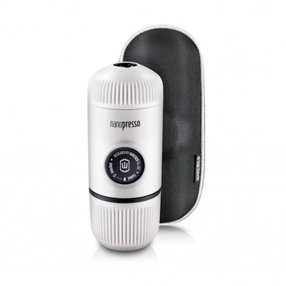 341112.970 Портативна еспресо-кавоварка Wacaco Nanopresso біла з чохлом, механічна, для меленої кави - Зображення 1