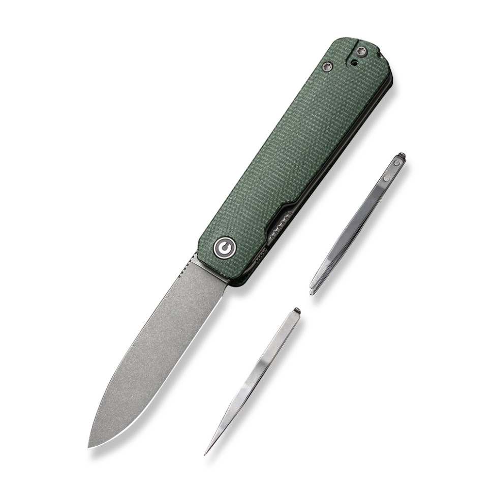 358073.970 Ніж складаний кишеньковий Civivi Sendy, (7.2 см) Nitro-V / Micarta темно-зелений - Зображення 1