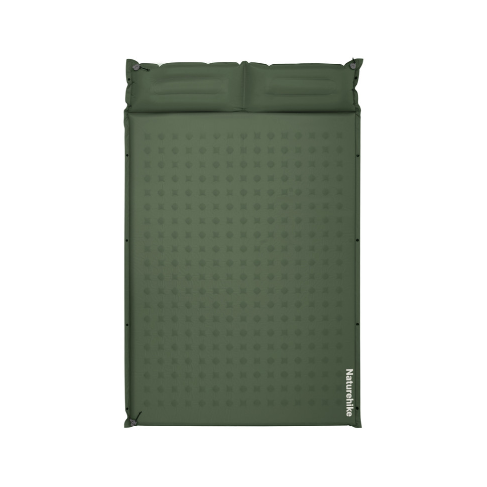 369457.970 Матрац туристичний із подушкою, самонадувний двомісний Naturehike CNK2550WS025, вологостійкий, 200 х 130 х 3 см, зелений - Зображення 1
