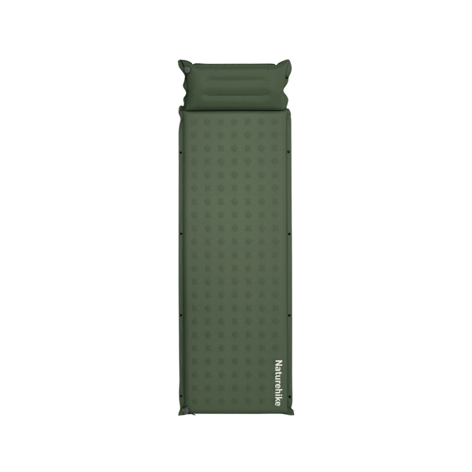 369479.970 Матрац туристичний із подушкою, самонадувний одномісний Naturehike CNK2550WS025, вологостійкий, 200х65х6 см, зелений - Зображення 1