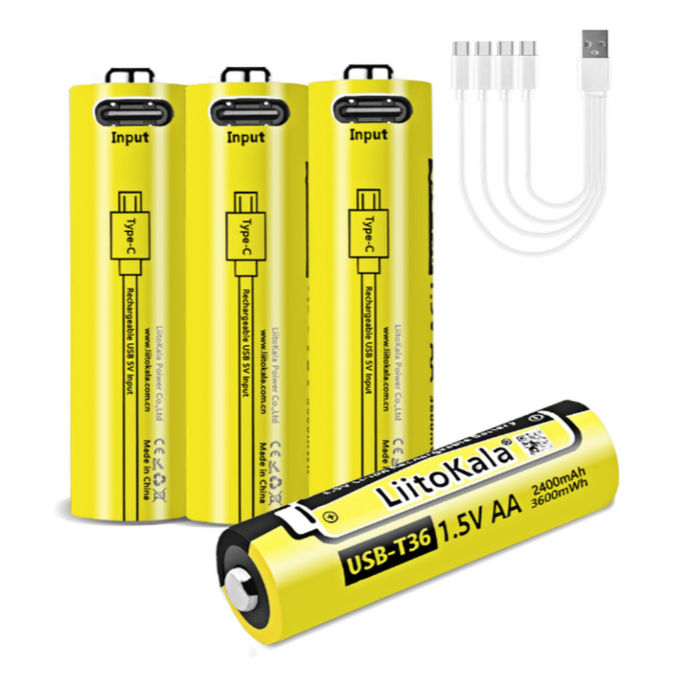 383992.970 Набір акумуляторів з 4 шт LiitoKala USB-T36 + USB Type-C кабель зарядки - Зображення 1