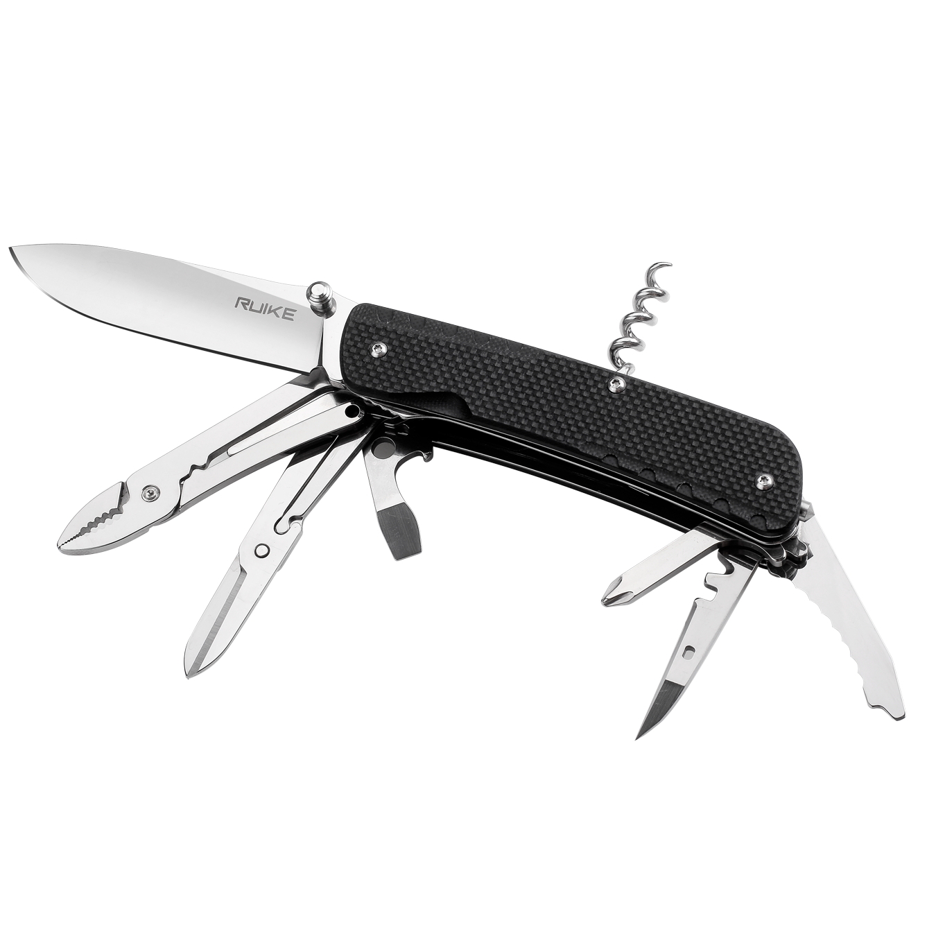 40310 Багатофункціональний ніж Ruike Trekker LD41-B, (8.5 см) 12C27 / G10 чорний, 22 інстр. - Зображення 1