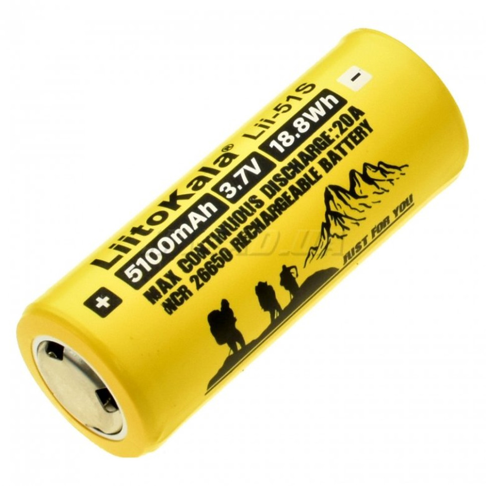405243.970 Акумулятор Liitokala Lii-51S 5100 mAh 20A 26650 Li-ion - Зображення 1
