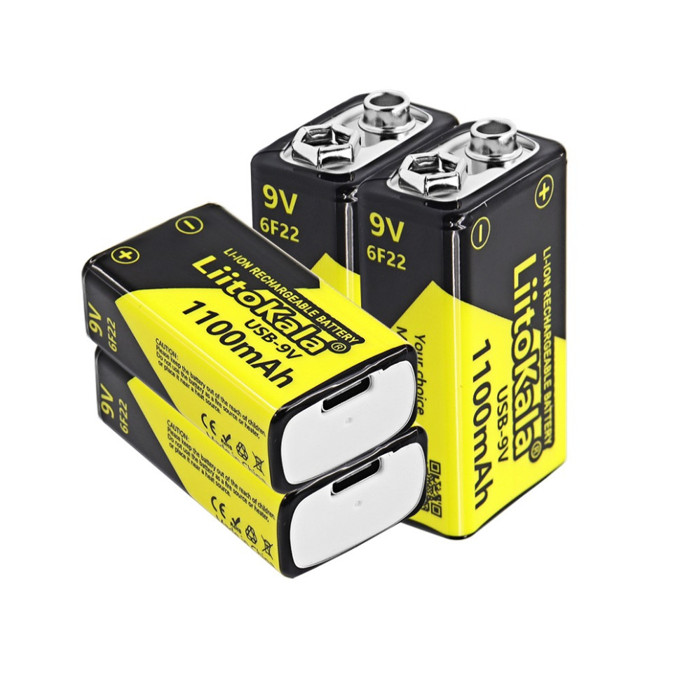 405285.970 Набір акумуляторів з 4 шт LiitoKala Lii-USB-9V + USB Type-C кабель зарядки - Зображення 1
