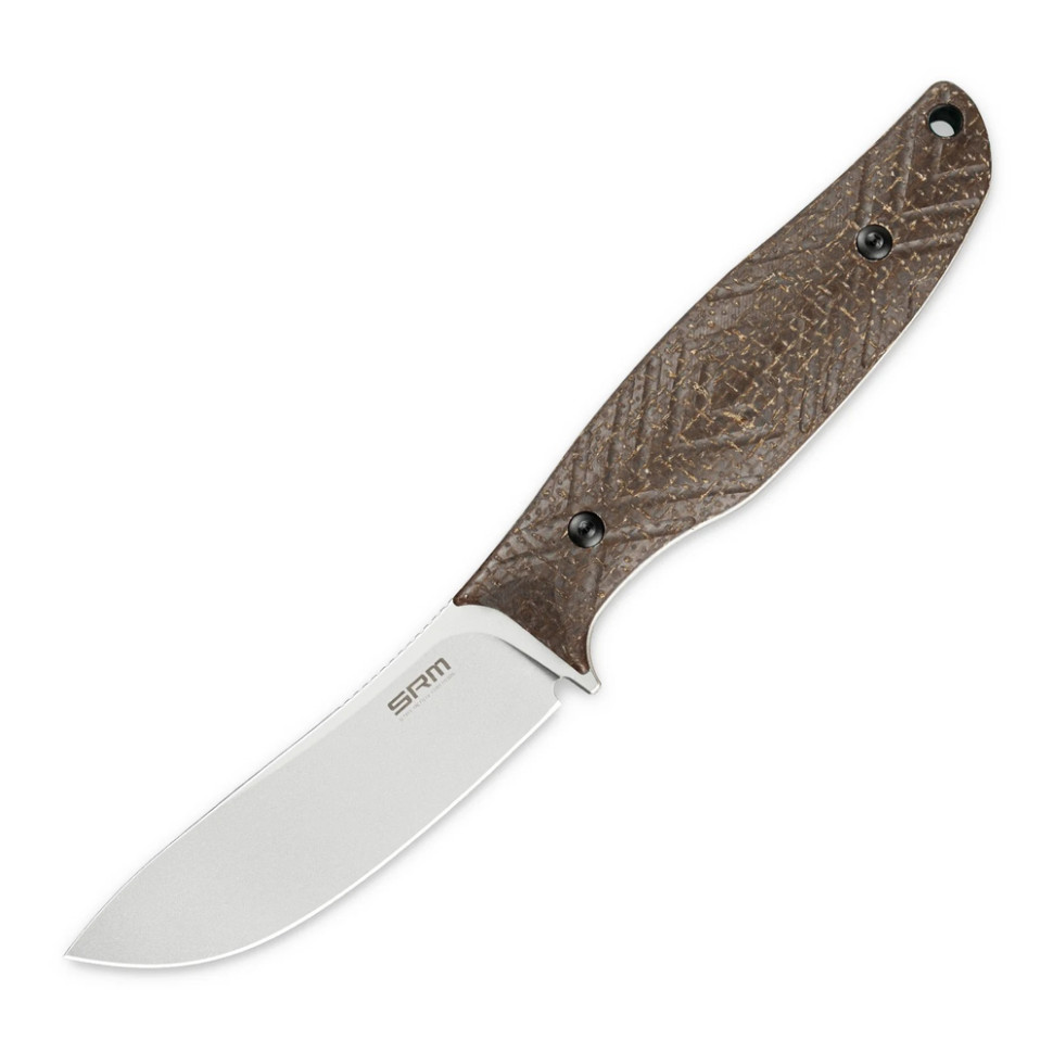 410241.970 Ніж з чохлом туристичний SRM Fossa 605T-MW, (8.8 см) 14C28N / Micarta коричневий - Зображення 1