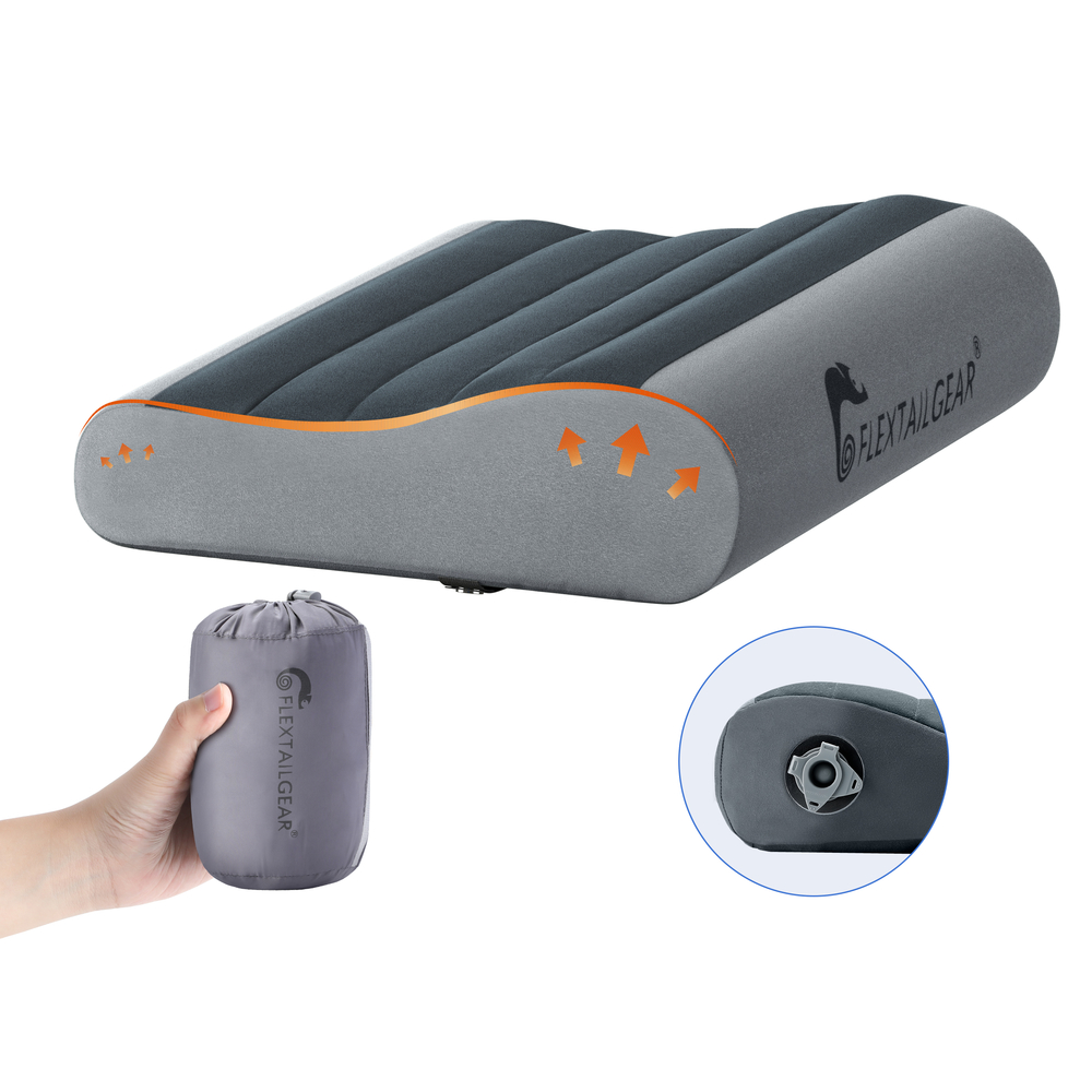 44-45-1 Надувна подушка анатомічна Flextail Zero Pillow SE, сіра - Зображення 1