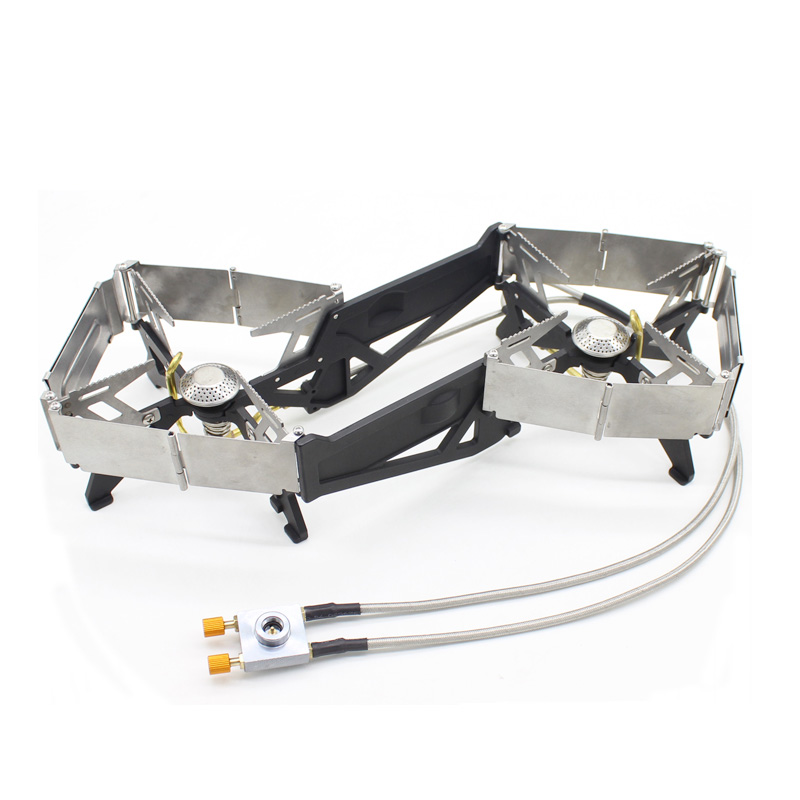BRS-32-Lightning-Double-Head-Stove-Small-Portable-Outdoor-Camping-Furnace-Fire-Switch-Free-Adjustable-Control Газовий пальник подвійний BRS-32 - Зображення 1