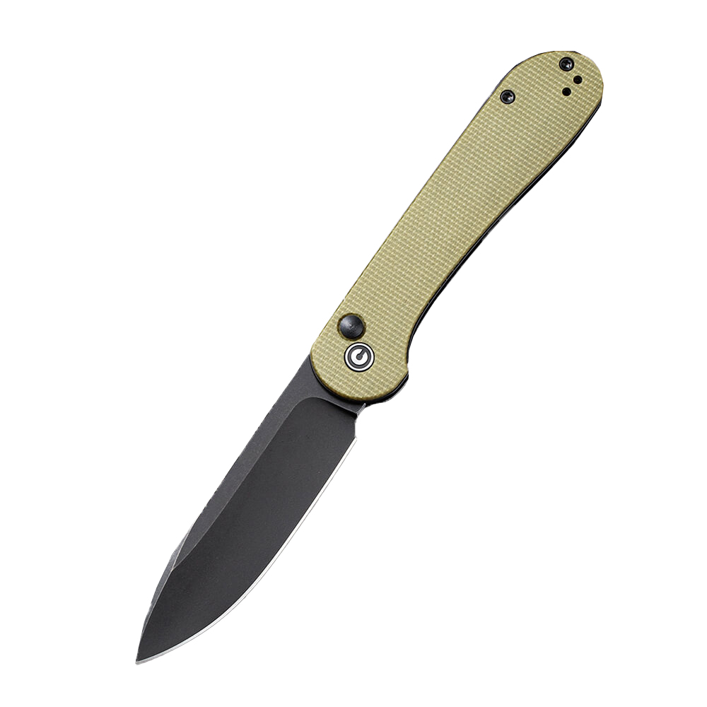 C2103B_Button-Lock-Elementum-1 Ніж складаний туристичний Civivi Elementum Pocket, (8.9 см) 14C28N / Micarta оливковий - Зображення 1