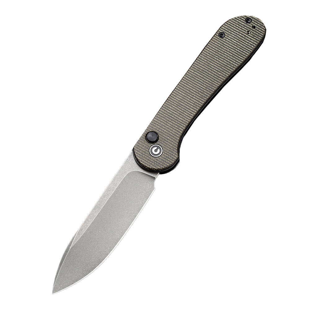 C2103C_Button-Lock-Elementum-1 Ніж складаний туристичний Civivi Elementum Pocket, (8.9 см) 14C28N / Micarta сірий - Зображення 1