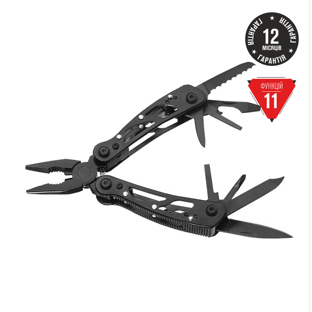G104S-B-uk Мультитул Ganzo G104S, (16.5 см) 11 функцій, чорний + чохол - Зображення 1