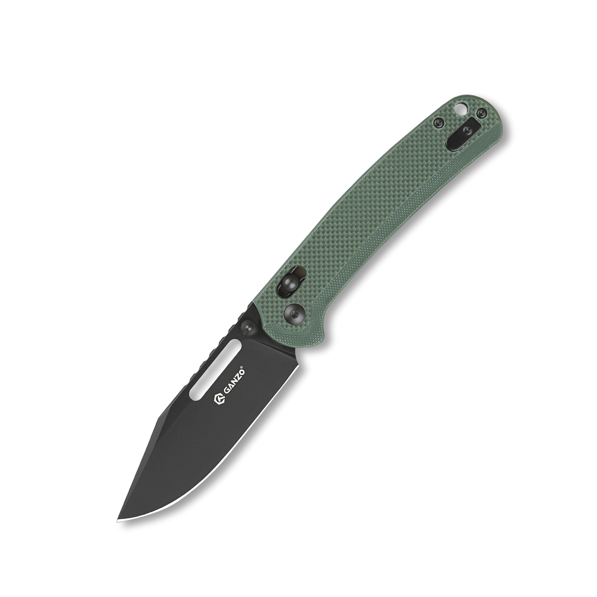 G768PT-GR Ніж складаний туристичний Ganzo G768PT (8.8 см) D2 / G10 синьо-зелений, чорний клинок - Зображення 1
