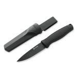 Ніж фіксований туристичний Ganzo G806BW (9.8 см) 8Cr14 / PP+TPR чорний з чохлом