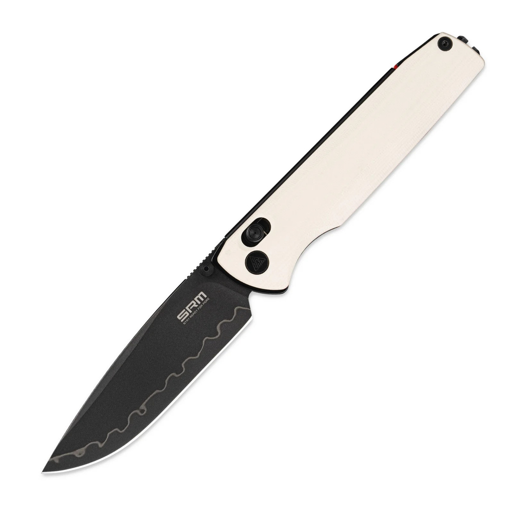 SRM_Terrier_258L-GT2_1 Ніж складаний туристичний SRM Terrier 258L-GT2 (9.3 см) 140Cr / G10 білий - Зображення 1